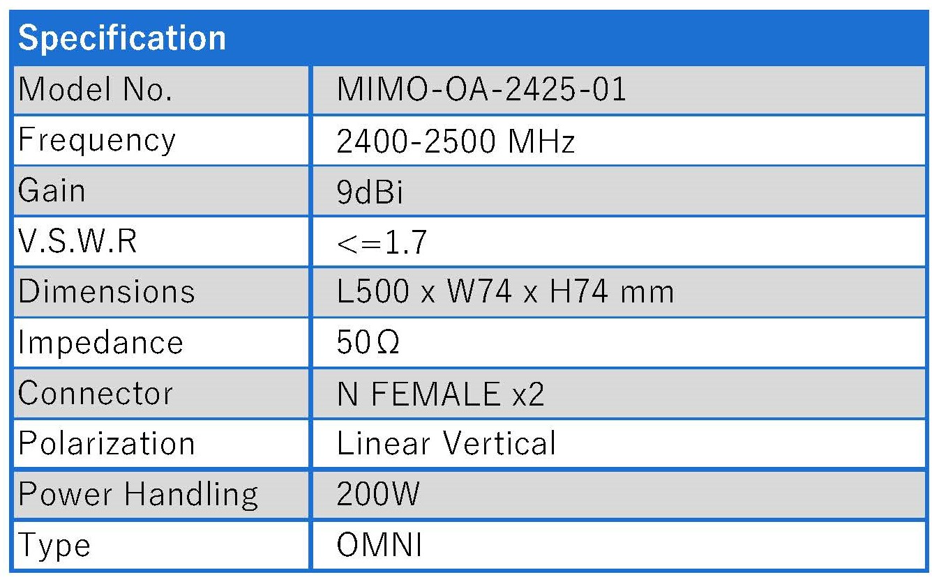MIMO-OA-2425-01 specifications