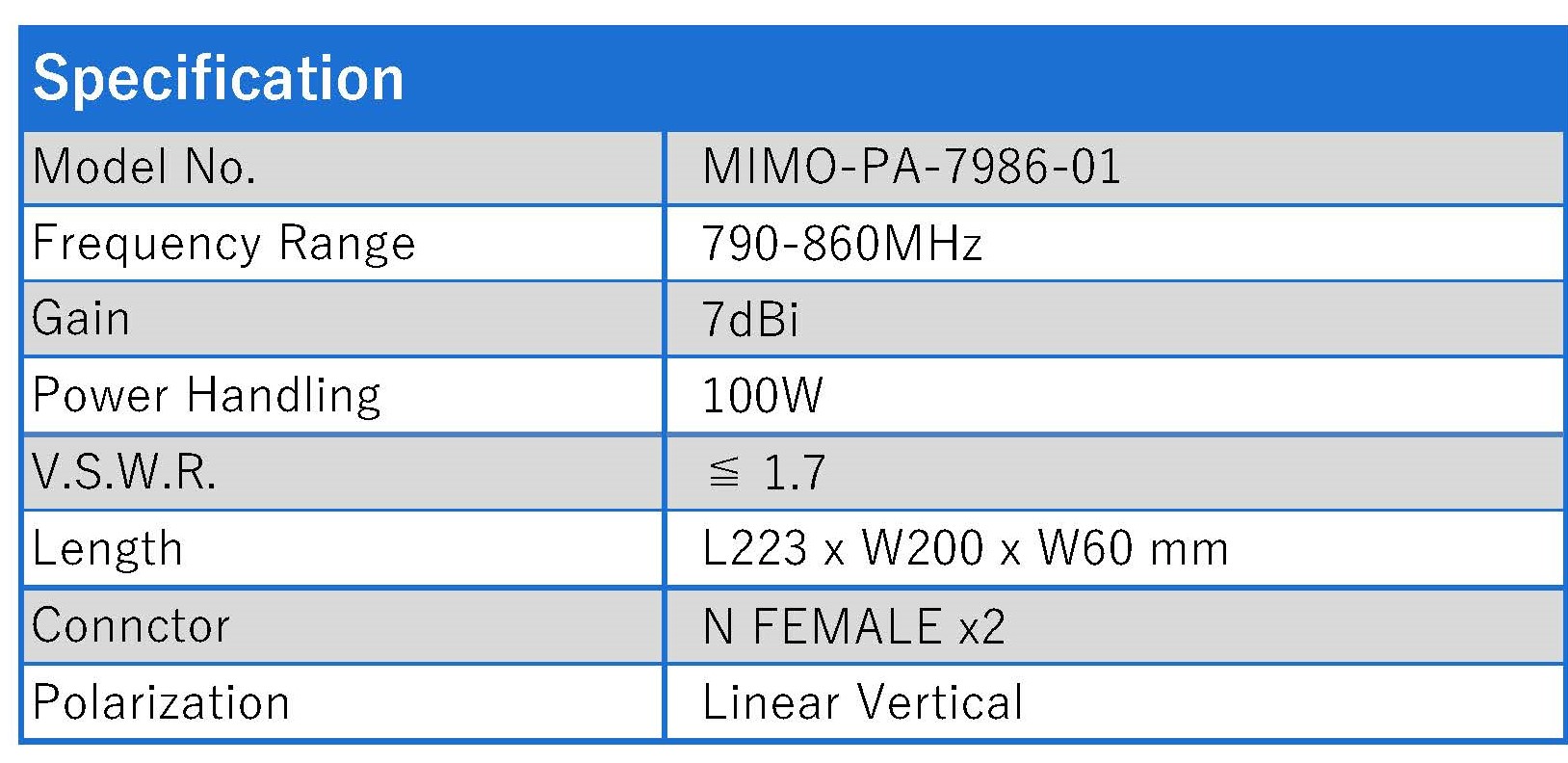 MIMO-PA-7986-01 specifications